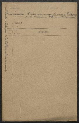 Dossier concernant la vente de la collection Otto von Niesewand (Cologne, 18.04.1885). — Sans sui...