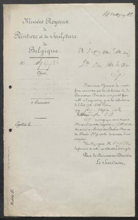 Dossier concernant un tableau de Joseph Stevens représentant une Scène d’intérieur, offert en ven...
