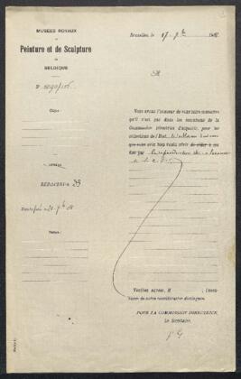 Dossier concernant un tableau, sujet et auteur non spécifiés, offert en vente par Mr D’échapuis (Algérie, Alger). — Offre refusée.