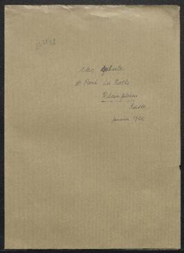 Dossier concernant un Prométhée enchaîné, auteur non spécifié, tableau offert en vente par le Dr René La Roche (Suisse, Rheinfelden) et appartenant à Mr Otto Schulz (Norvège). — Offre refusée.