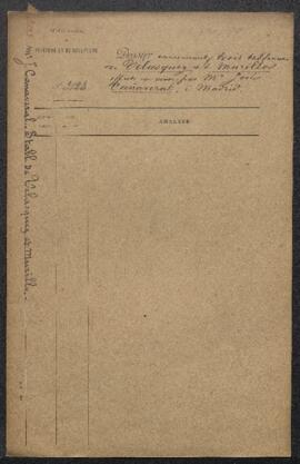 Dossier concernant trois tableaux, deux de Velasquez et un de Murillo, offerts en vente par Don J...