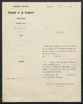 Dossier concernant un tableau de l'école hollandaise signé "[P. Segaert ?]" représentan...