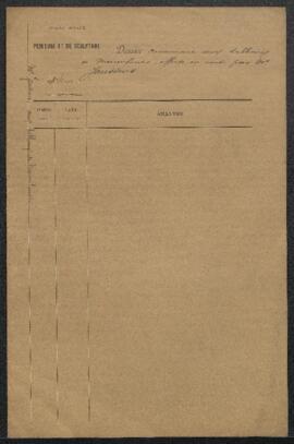 Dossier concernant deux tableaux de Jos[eph ] Moerenhoudt datés de 1869 (sujets non mentionnés), ...