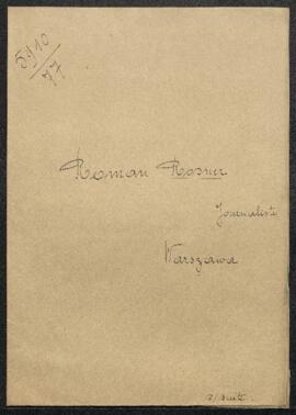 Lettre de Mr Roman Rosner (Pologne, Varsovie) demandant un maximum de reproductions de nos oeuvre...
