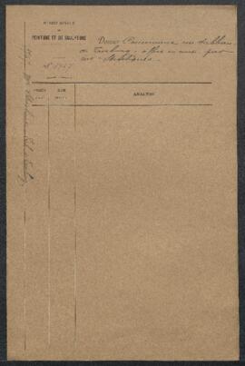 Dossier concernant un petit tableau de Terburg représentant Trois figures et un chien lévrier, of...