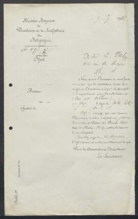 Dossier concernant une étude de La Sortie de l'Eglise, tableau attribué à Eugène François De Bloc...