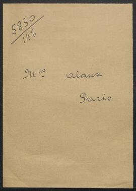 Dossier concernant une demande de Mme H. Alaux (France, Paris) qui recherche le tableau correspon...