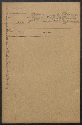 Dossier concernant un Portrait du baron de Fraipont de [Warnebecke ? Wannebecq ?], offert en vent...