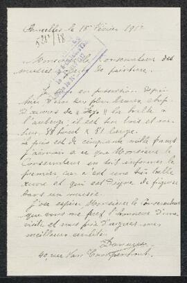 Dossier concernant une Halte à l'auberge, tableau de Henri Leys, offert en vente par Mr Danaux (B...