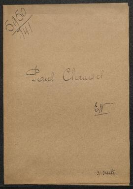 Dossier concernant l'envoi par S.E. Paul Claudel, ambassadeur de France en Belgique, d'ouvrages r...