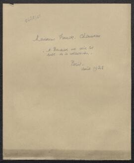 Lettre concernant une prise de rendez-vous de Mr Bautier avec Mme Franck-Chauveau (France, Paris)...