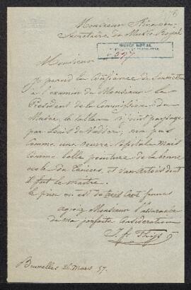 Dossier concernant un Paysage de Louis De Vadder offert en vente par J. F. Thys. — Sans suite.