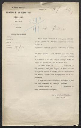 Dossier concernant un Autoportrait du peintre Charles Verlat, offert en vente par Mr F. Siroux (A...