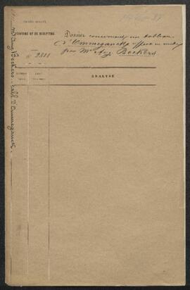 Dossier concernant un tableau de [Balthazar Paul] Ommeganck offert en vente par Auguste Beckers (...