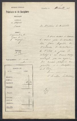 Dossier concernant la liquidation des frais encourus par Mr Mirimay pour le transport des toiles ...