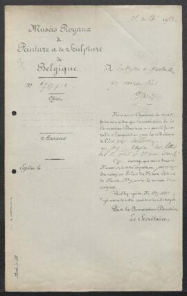 Dossier concernant trois tableaux de Jan Asselijn, Richard Bonington et Brueghel de Velours, suje...