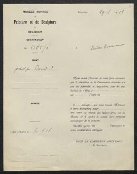 Dossier concernant Le portrait de Mad. Houilley, de [Jacques] Louis David, offert en vente par Pa...