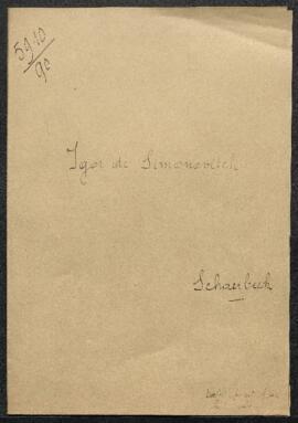 Dossier concernant un Portrait de l'empereur Nicolas II de Russie, tableau de Igor de Simonovitch(Bruxelles) d'après Seroff [?], offert en vente par l'artiste. — Offre refusée.