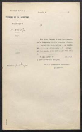 Dossier concernant Le prince d’Orange à l’âge de 16 ans, tableau de [Antoon] van Dyck, offert en ...
