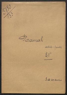 Dossier concernant Bergame, Paysage et Portrait tableaux de J. [?] Feron, offerts en vente par Mr...