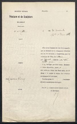 Dossier concernant trois tableaux offerts en vente par Mr E. De Ceuninck (Etterbeek), à savoir de...