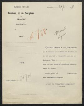 Dossier concernant un tableau du peintre Evariste Daschenis ?, offert en vente par le marchand de...