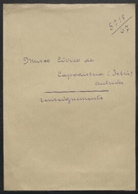 Dossier concernant la demande de renseignements d’Antoine Leiss, Civico Museo di Storia e d’Arte ...