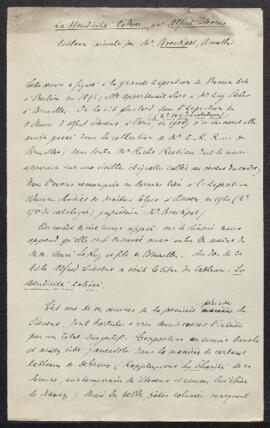 Dossier concernant un grand tableau de Alfred Stevens intitulé Mendicité tolérée, daté 1855, offe...
