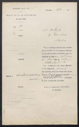 Dossier concernant deux tableaux, offerts en vente par Louis De Geyter (Schaerbeek). — Offres ref...