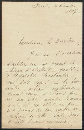 Lettre concernant un tableau attribué à Hippolyte Boulanger, offert en vente par Mr Franquinet (F...