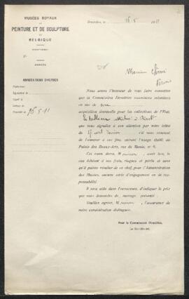 Dossier concernant un tableau représentant Une déesse avec des branches d’olivier et Cupidon donn...