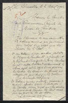 Lettre concernant un tableau sur bois attribué à l'époque de Rembrandt et représentant Le baptême...