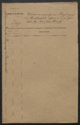 Dossier concernant un petit Paysage portant les monogrammes de Rembrandt offert en vente par Mr A...