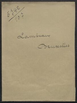 Dossier concernant un tableau offert en vente par l’entremise de Mr A. Lambeaux (Bruxelles). — Sa...