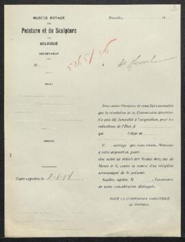 Dossier concernant deux tableaux, l’un représentant Des poissons de P.A. Rysbrack et l’autre une ...