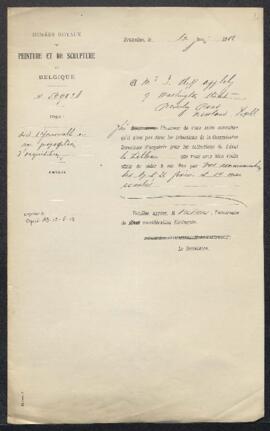Dossier concernant un tableau de Philippus Jacobus Van Bree [Brée], Femme préparant des légumes e...