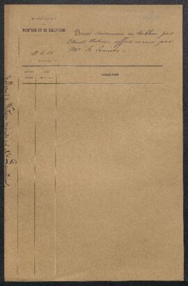 Dossier concernant un tableau de R. Watson, signé, représentant un Paysage avec animaux, offert e...
