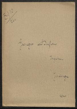 Dossier concernant une demande d'estimation de Mr Georges Dufaux (Jodoigne), d'une statuette en b...