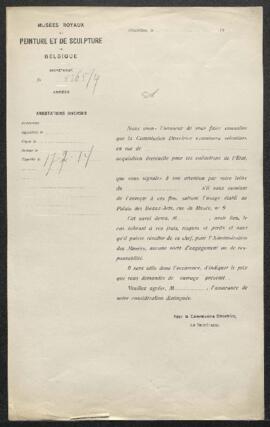 Dossier concernant un Intérieur d’église, esquisse signée D.B. donnée à [Henri] De Braekeleer, of...