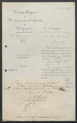 Dossier concernant un tableau signé P.H. Rismon rerpésentant un Calvaire, offert en vente par Mme...