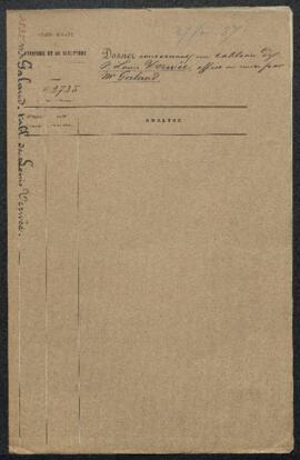 Dossier concernant un Paysage peint par P[ierre] Louis Verwée, offert en vente par Mr E. Galand (...