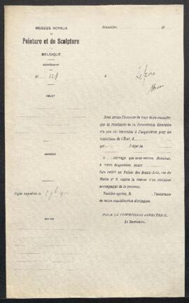Dossier concernant une toile ancienne signée et datée, sans plus de détails, offerte en vente par...