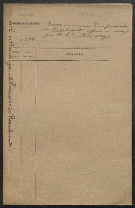 Dossier concernant deux Portraits par Rembrandt, datés 1632, provenant de la succession de Mr G. ...