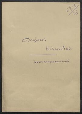 Dossier concernant la demande de renseignements de Mr Ch. Dufour (Herentals) sur un tableau signé...