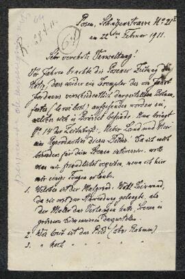 Lettre de demande de renseignements sur le tableau Le roi boit de Jacob Jordaens (inv. 3395 et in...