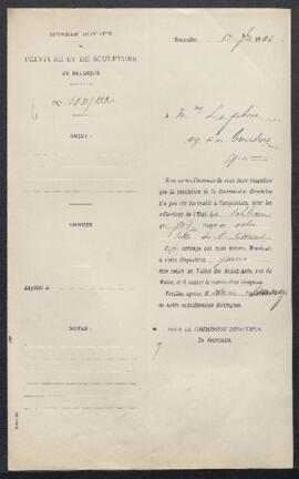 Dossier concernant un Portrait tableau attribué à Henri Leys, offert en vente par Mme Lefebvre (B...