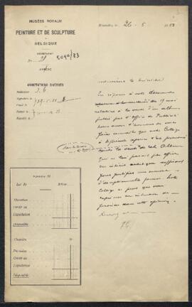 Dossier concernant le refus d’autoriser la vente dans les locaux du Musée d’un album intitulé Le ...