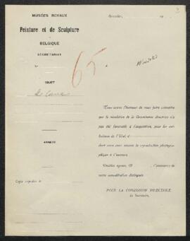 Dossier concernant Les adieux d’un conscrit flamand sous Napoléon, tableau daté 1841 de Jean Henr...