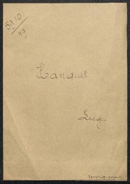 Dossier concernant une demande de renseignement de Mme Hyacinthe Hanquet (Liège) relative au pein...