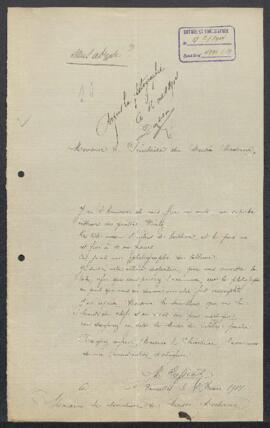 Lettre concernant un tableau d’Antoine Wiertz, offert en vente par Mr Leysens (Bruxelles). — Sans...